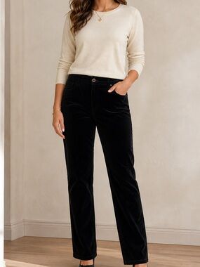 J Crew Black Velvet 5 Pocket Pants Sz 16